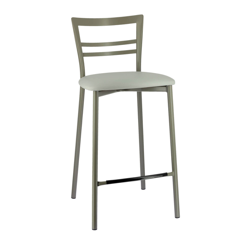 Tabouret en synthétique gris et finition en métal satiné - Go 1513