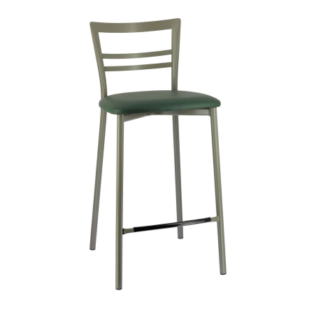 Tabouret snack contemporain avec revêtement bleu et pieds satinés - Go 1513