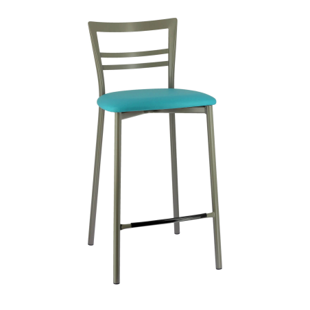 Tabouret contemporain turquoise avec pieds métalliques satinés - Go 1513