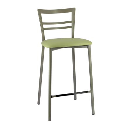 Tabouret gris clair avec base en métal satiné et revêtement synthétique gris - Go 1513