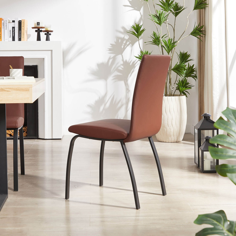 Chaise de salle à manger rembourrée cognac avec pieds en métal - Darcy