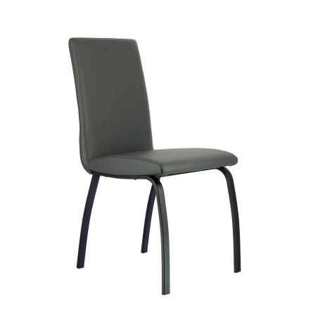 Chaise de salle à manger rembourrée gris foncé avec pieds en métal - Darcy