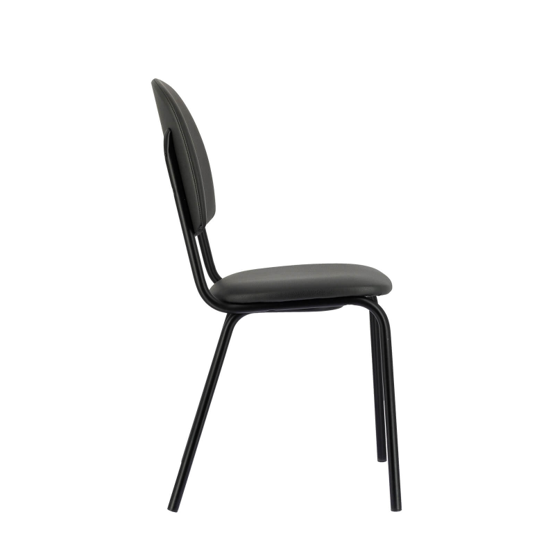 Chaise de repas noire avec revêtement en simili noir - STR05