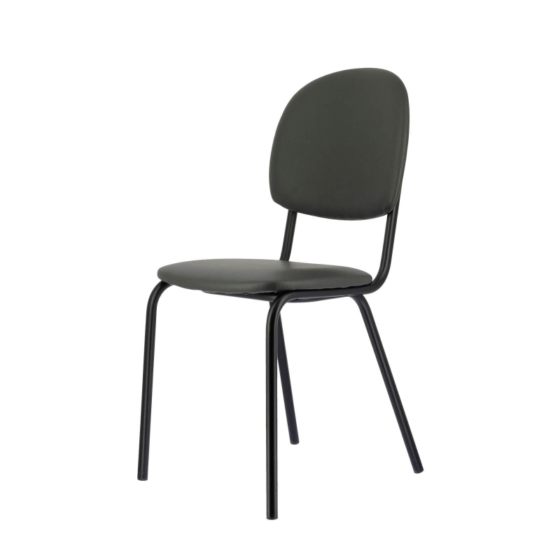 Chaise de cuisine noire avec revêtement en simili anthracite - STR05