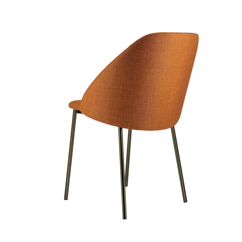 Chaise moderne noire avec assise en tissu terracotta - Soda