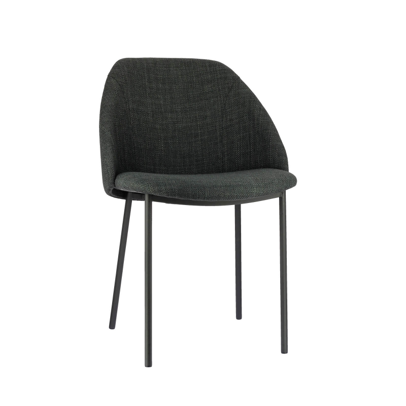 Chaise anthracite avec revêtement en tissu bleu - Soda