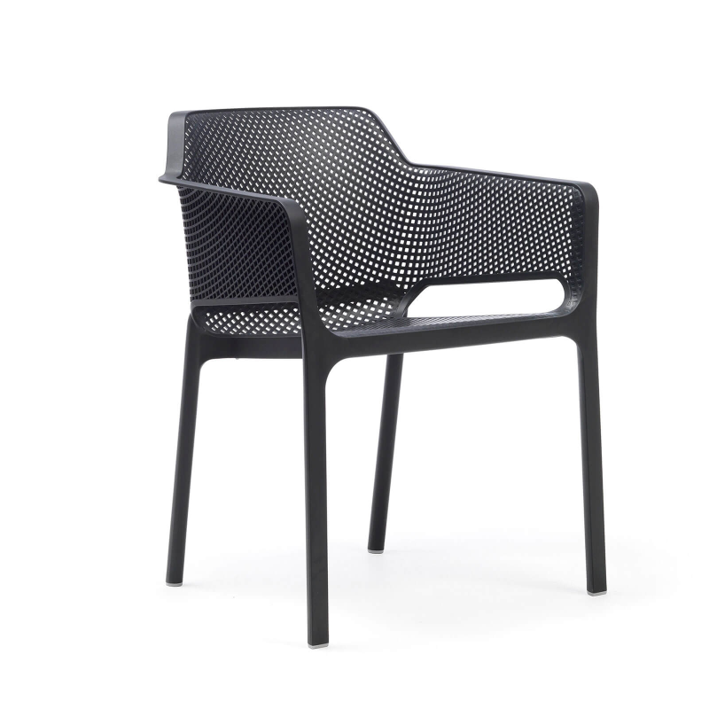 Fauteuil de terrasse moderne en polypropylène anthracite - Net