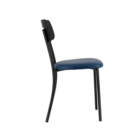 Chaise avec assise rembourrée noire et structure métallique striée - Miro 2
