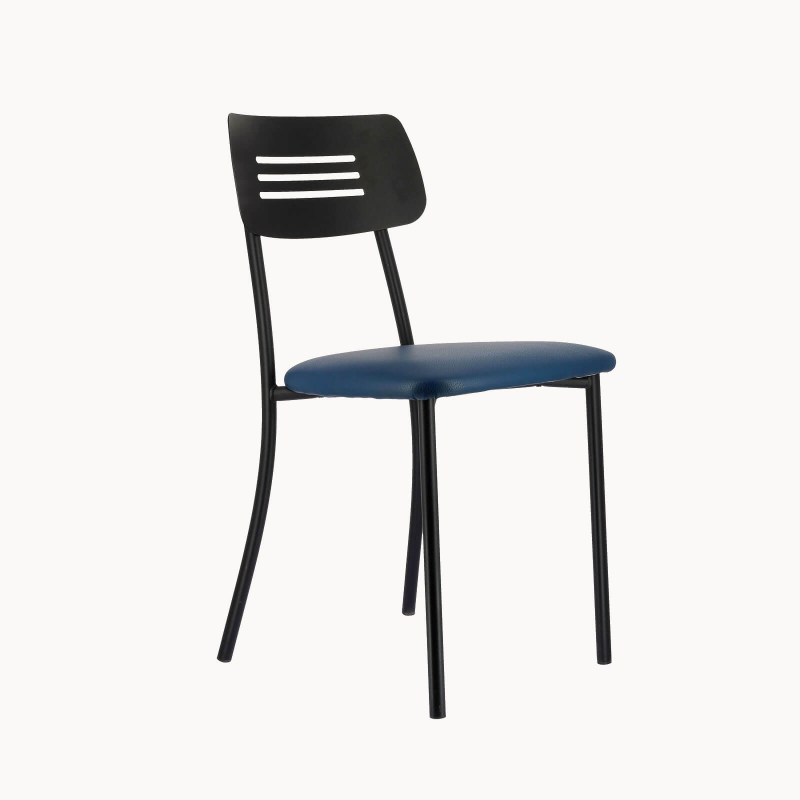 Chaise de cuisine avec revêtement rembourré noir et métal - Miro 2
