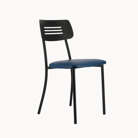 Chaise de cuisine avec revêtement rembourré noir et métal - Miro 2