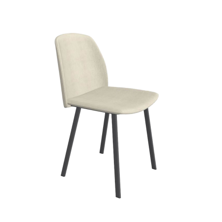 Chaise tendance en tissu beige et pieds métal - Olivia