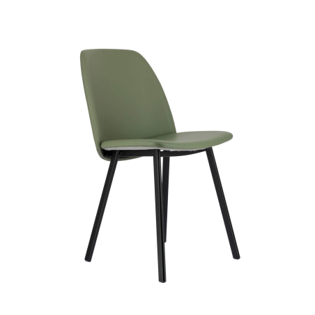 Chaise rembourrée en tissu gris avec pieds en métal - Olivia