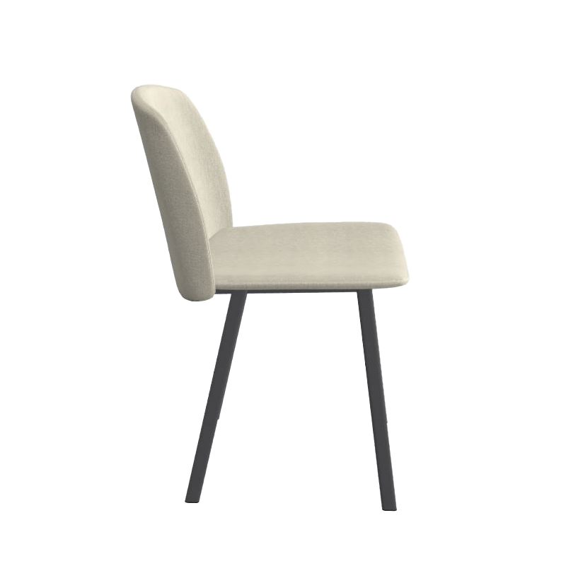 Chaise tendance en tissu blanc et pieds métal - Olivia