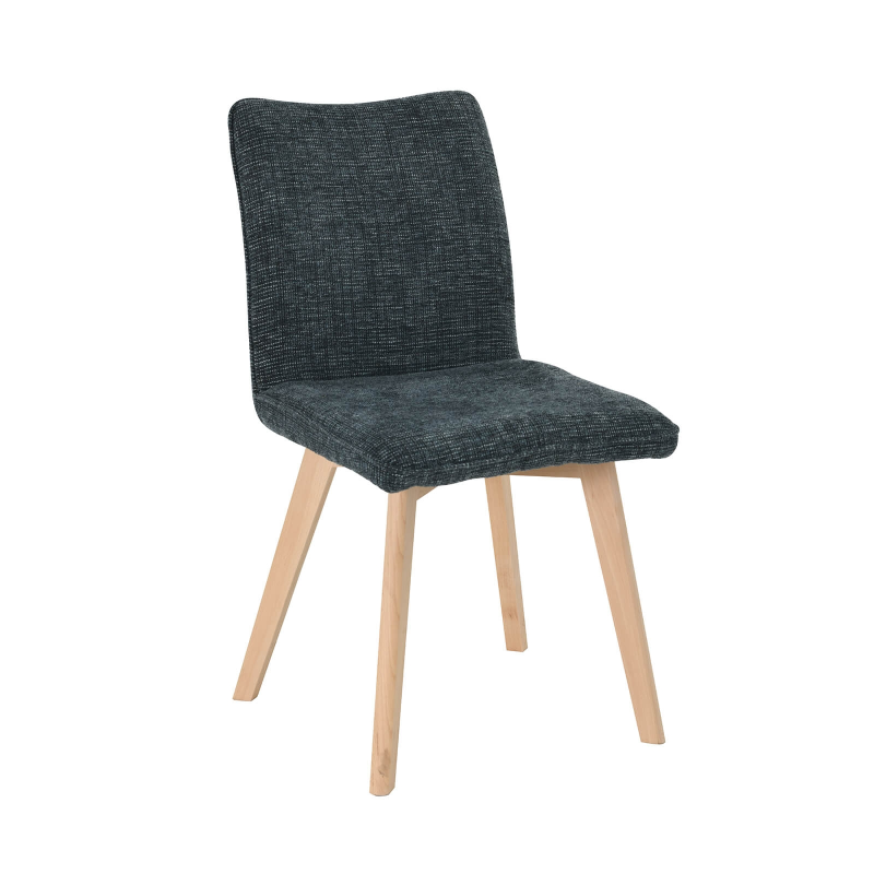 Chaise en tissu denim avec pieds en bois - Coline