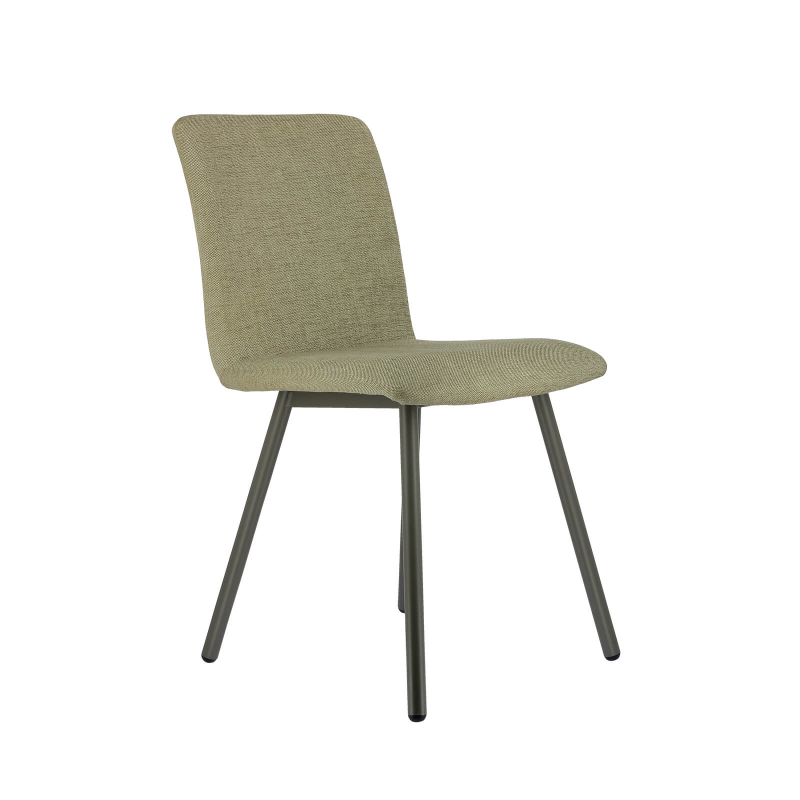 Chaise de salle à manger en tissu gris avec pieds en métal - Pisa