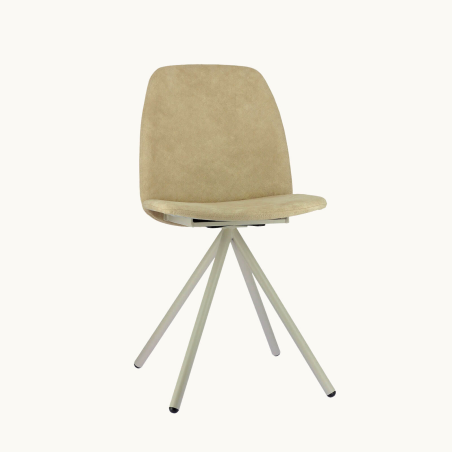 Chaise avec pieds en métal et assise en tissu marron - Fiona 2