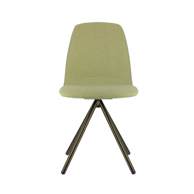 Chaise moderne pivotante en tissu coloris sable et pieds métal doré - Genua