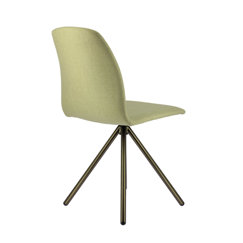 Chaise contemporaine pivotante en tissu sable et pieds métal doré - Genua