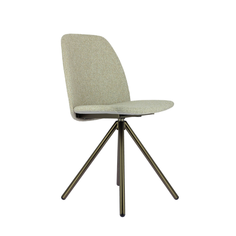 Chaise contemporaine en tissu gris avec pieds en métal doré - Figaro 2