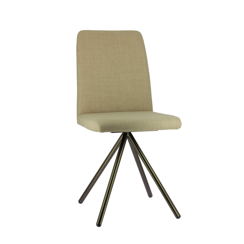 Chaise design en tissu beige avec pieds métalliques - Charentes