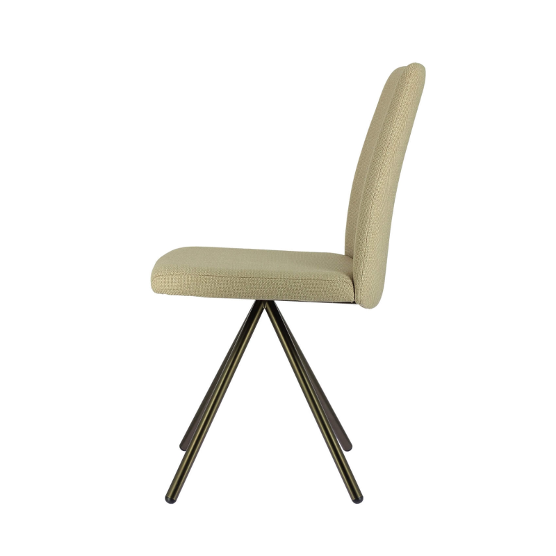 Chaise contemporaine en tissu beige avec piétement en métal - Charentes