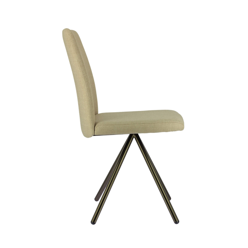 Chaise moderne beige avec revêtement en tissu et base en métal - Charentes