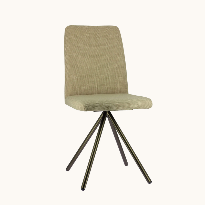 Chaise minimaliste en tissu beige avec une base métallique épurée - Charentes
