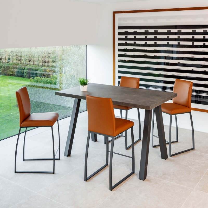 Tabouret en métal robuste avec assise en simili gris - Elite