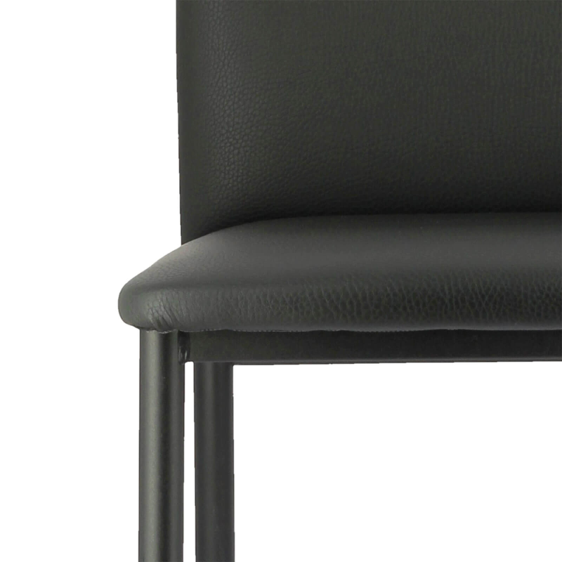 Tabouret en simili noir avec finition moderne et pieds métalliques - Loft
