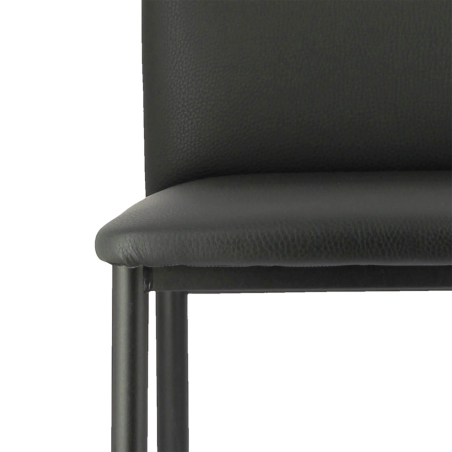 Tabouret en simili noir avec finition moderne et pieds métalliques - Loft