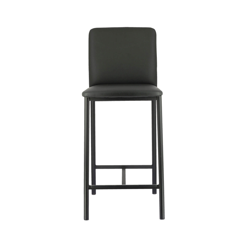 Tabouret contemporain en métal avec assise en simili noir - Loft