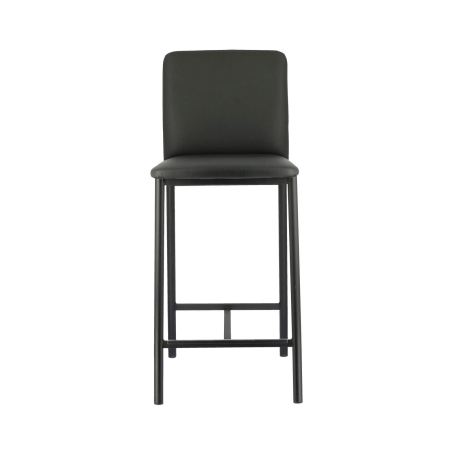 Tabouret contemporain en métal avec assise en simili noir - Loft