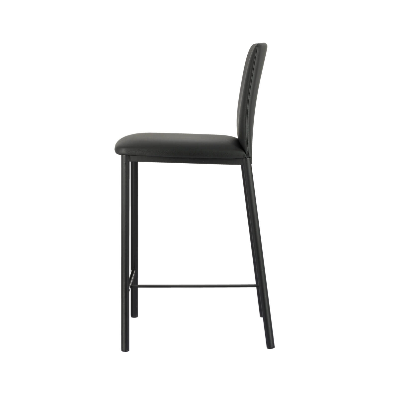 Tabouret en métal noir avec assise confortable en simili - Loft