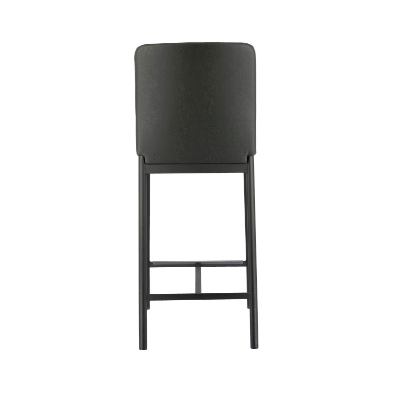 Tabouret contemporain noir avec assise en simili et cadre en métal - Loft