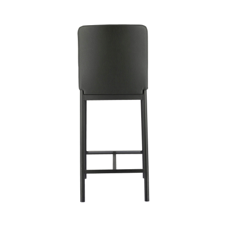 Tabouret contemporain noir avec assise en simili et cadre en métal - Loft