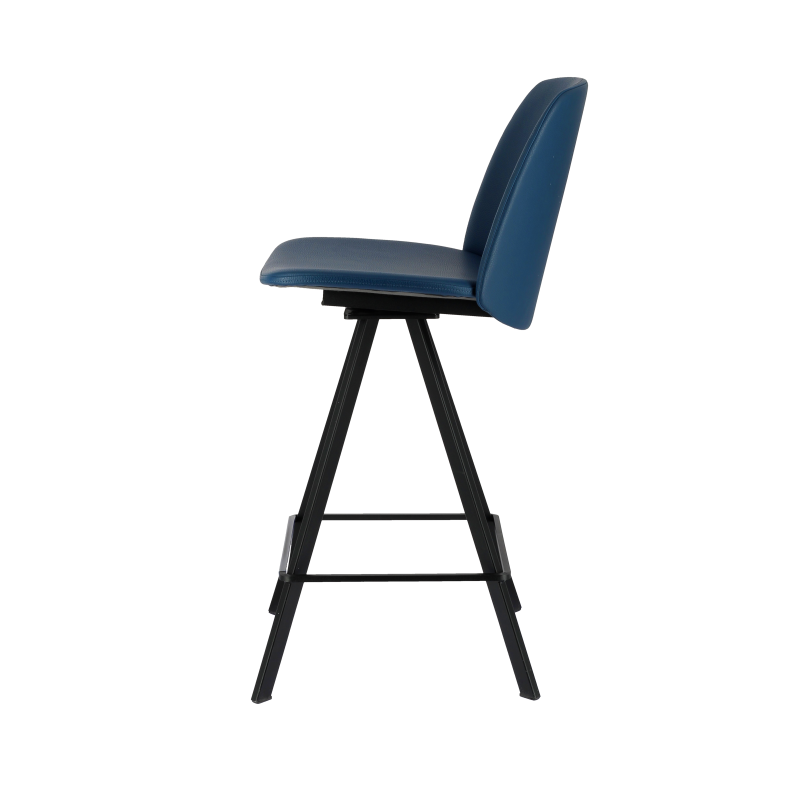 Tabouret moderne pivotant avec revêtement bleu fabriqué en Belgique - BarFigaro