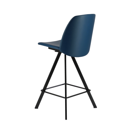 Tabouret snack pivotant avec siège rembourré en tissu bleu - BarFigaro