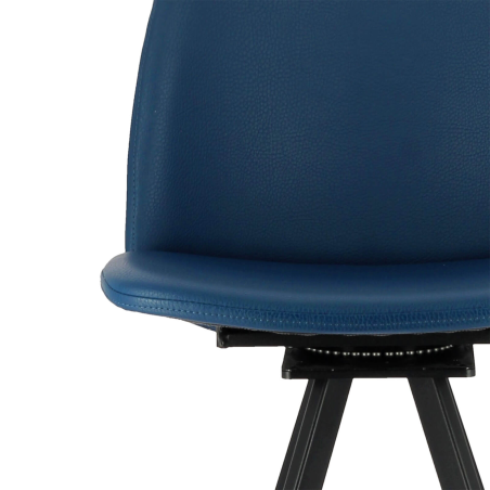 Tabouret fabriqué en Belgique avec siège pivotant et revêtement bleu - BarFigaro