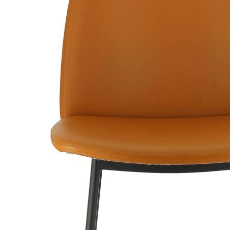 Tabouret snack rembourré en orange avec structure noire robuste - Olivia