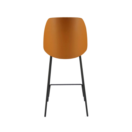 Tabouret snack tendance avec assise orange et structure noire - Olivia