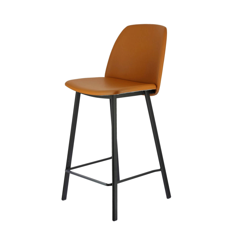 Tabouret tendance rembourré en orange avec cadre noir élégant - Olivia