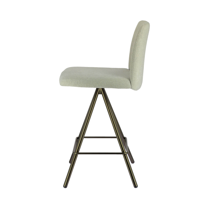 Tabouret moderne pivotant en tissu blanc et pieds métal - BarPinot