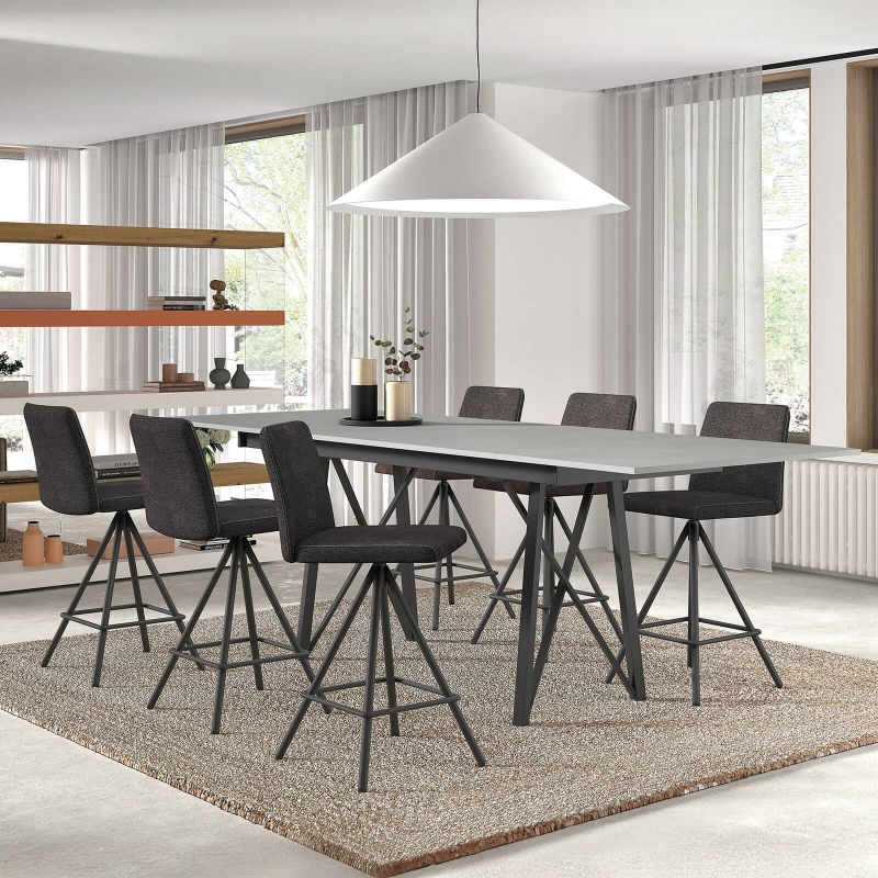 Tabouret de bar pivotant avec assise blanche et pied en métal - BarPinot