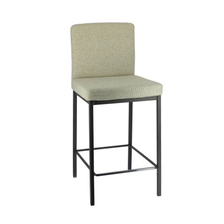 Tabouret snack tissu beige chiné avec pieds en métal noir - Villa