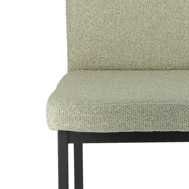 Tabouret snack tissu beige chiné  avec pieds en métal noir - Villa