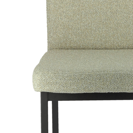 Tabouret snack tissu beige chiné  avec pieds en métal noir - Villa