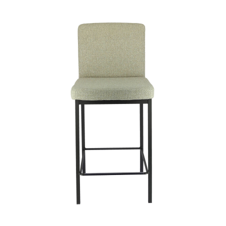 Tabouret hauteur 65 cm tissu beige chiné avec pieds en métal noir - Villa