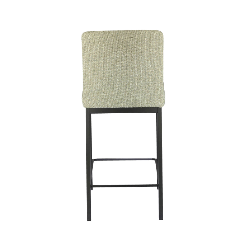 Tabouret snack tissu beige chiné avec pieds en métal noir - Villa