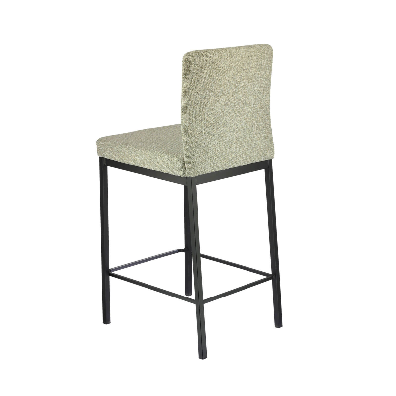 Tabouret snack tissu beige chiné avec pieds en métal - Villa