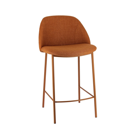 Tabouret snack cosy en tissu orange avec pieds en métal - Soda